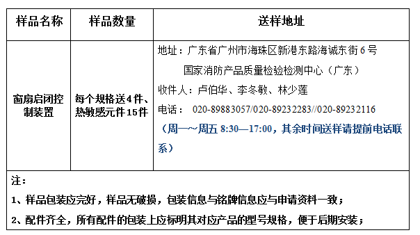 窗扇啟閉控制裝置型式試驗(yàn)業(yè)務(wù)辦理指南(廣東所)
