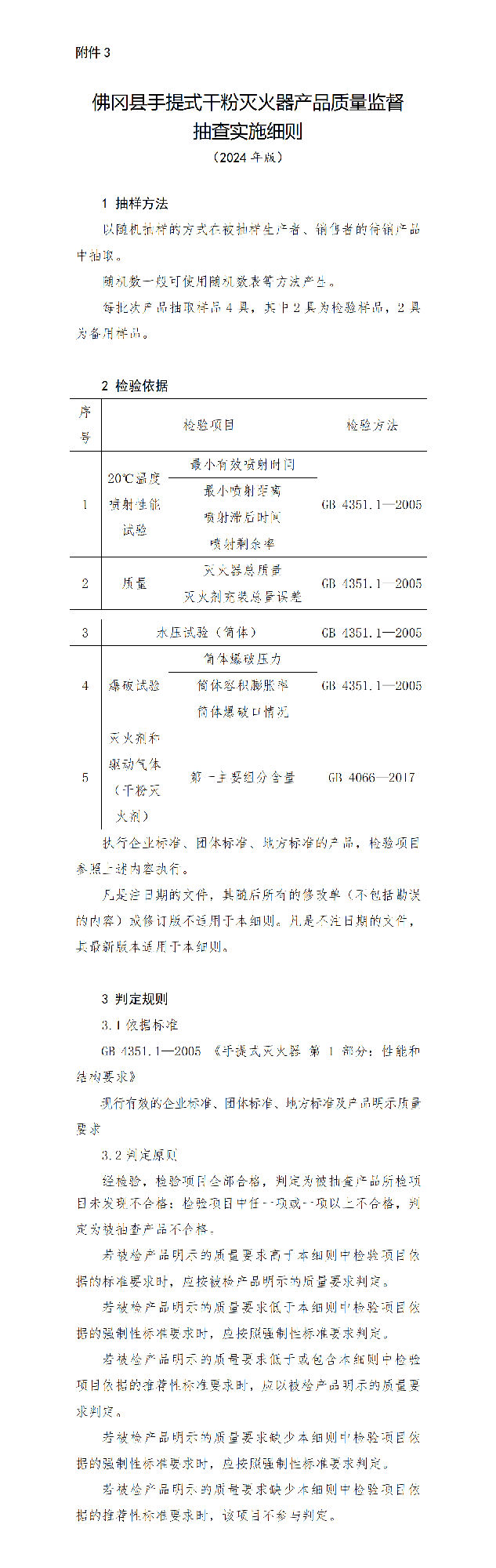 佛岡縣手提式干粉滅火器產(chǎn)品質(zhì)量監(jiān)督抽查實(shí)施細(xì)則（2024年版）